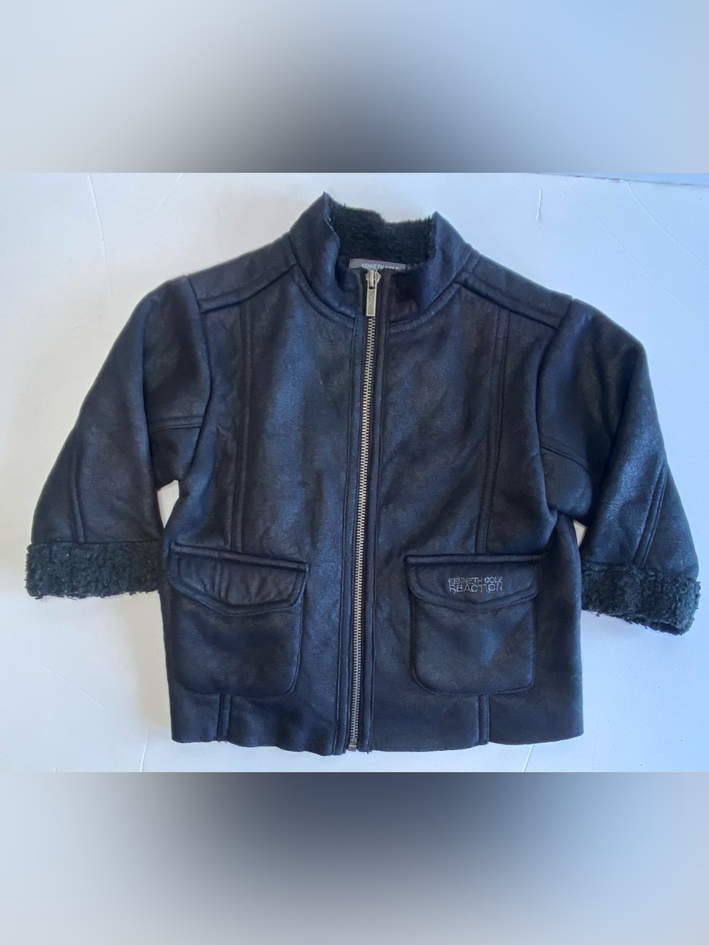 Kenneth Cole Reaction Kids Black Faux Leather Moto Jacket
